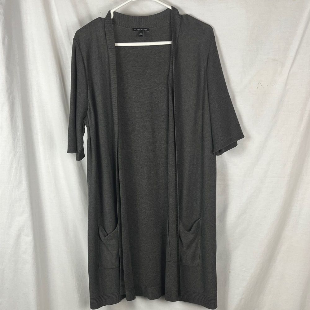 Eileen Fisher Short Sleeve Gray Cardigan
